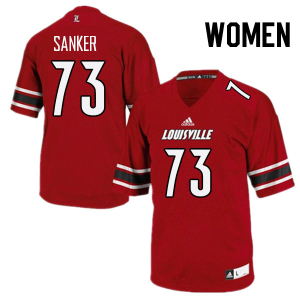 Women #73 Madden Sanker Louisville Cardinals College Football Jerseys Stitched Sale-Red